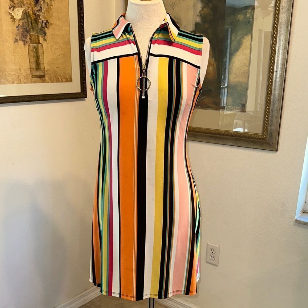 MSK PETITE Multicolor Striped Sleeveless Dress Size PS - Picture 3 of 11